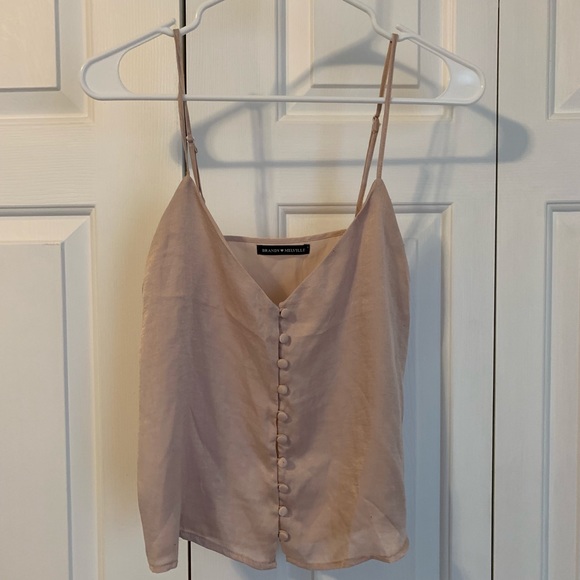 Brandy Melville Tops - Brandy melville pink silk button up tank top